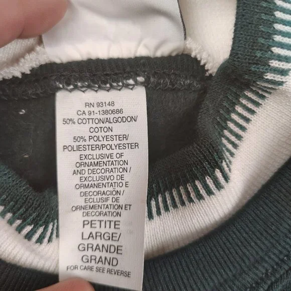 Vintage Morning Sun Grandma Sweatshirt Womens Large Petite Green Birds - Picture 3 of 9